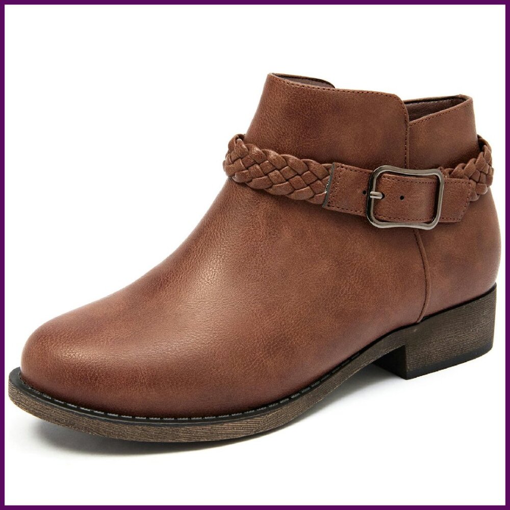 Women's Ankle Boots Side Zip Platform Chunky Heel Slip On